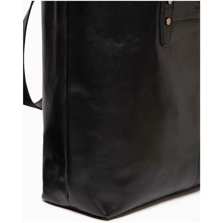 Leather Emma Tote Shoulder Bag - Black