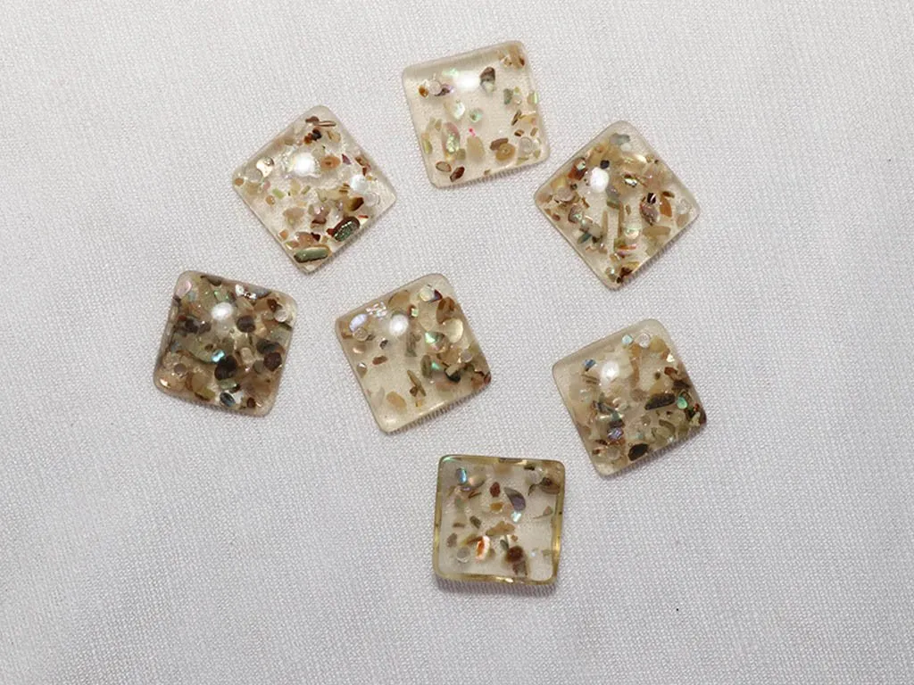 Light Brown Designer Square Plastic Stones- 16x16 mm