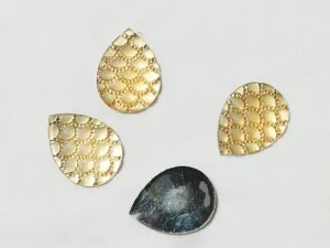 Light Golden Designer Drop Plastic Stones- 30x40 mm