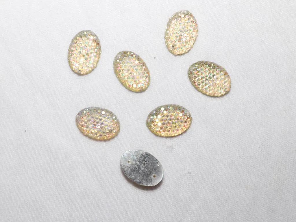 Light Golden Multicolour Designer Oval Plastic Stones - 18x13 mm