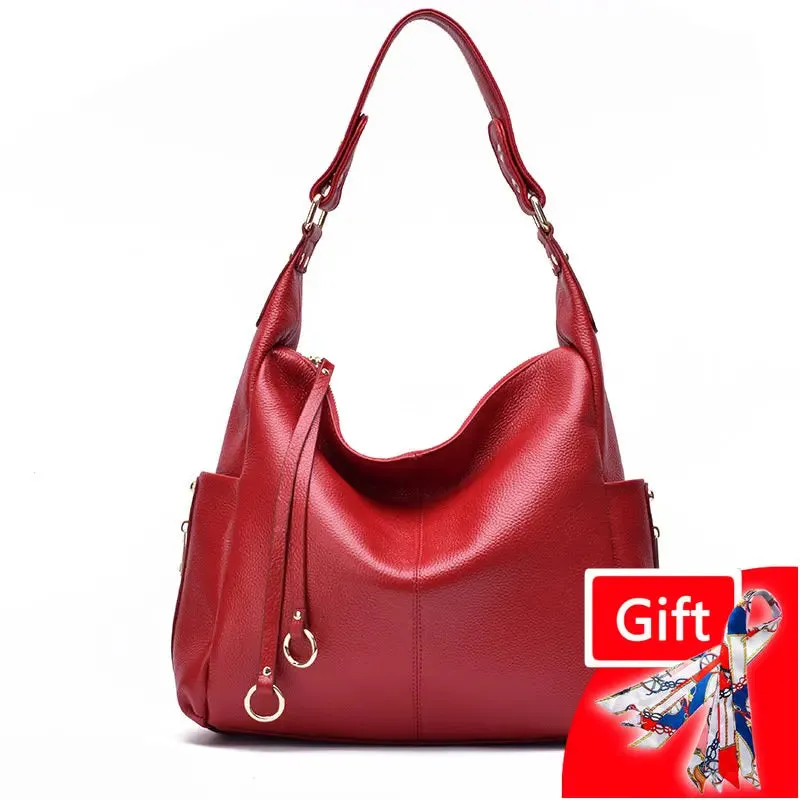 Luxury Designer Women Large Genuine Leather Handbag w Crossbody Strap