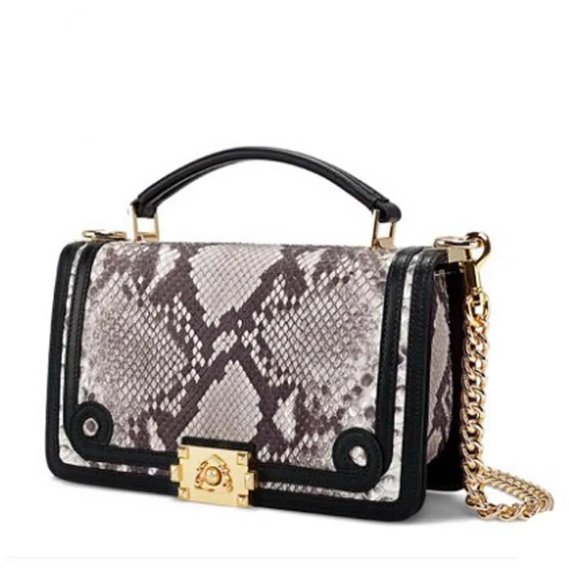 Luxury gete new  Python skin  Female bag  little fragrance women chain package