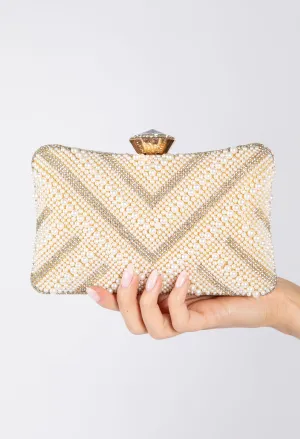 Luxury Pearl Clutch Bag with Diamanté Detailing