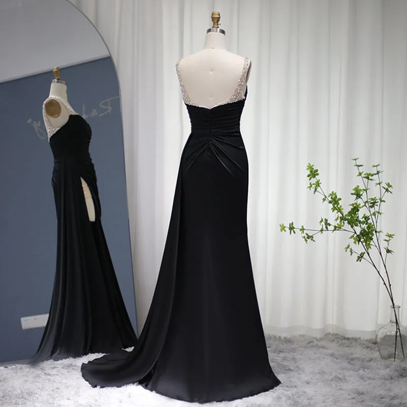 Luxury Purple High Slit Long Cocktail Party Dress RM128