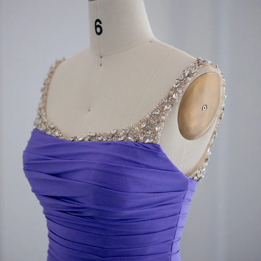 Luxury Purple High Slit Long Cocktail Party Dress RM128