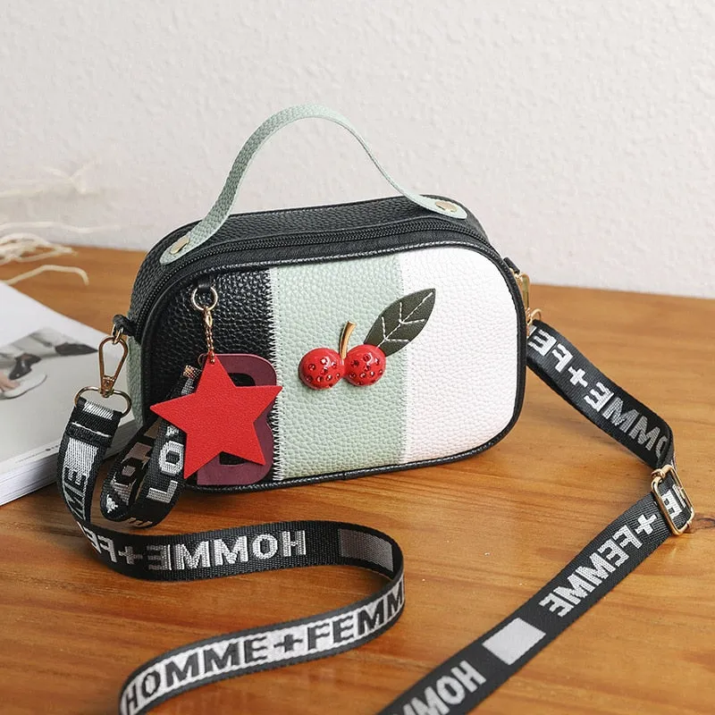 Luxury Strap Small Female Bags Shoulder Messenger Bag Womens Famous Brand Handbag Girls Cherry Design Bags 2021 Crossbody