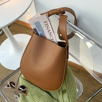 Luxury women Bucket bag PU leather female purse and handbag Large capacity female Shoulder Bags Ladies big Totes bolsas brown