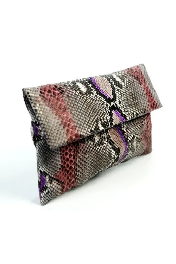 Mandalay Brown Lilac Motif Foldover Clutch
