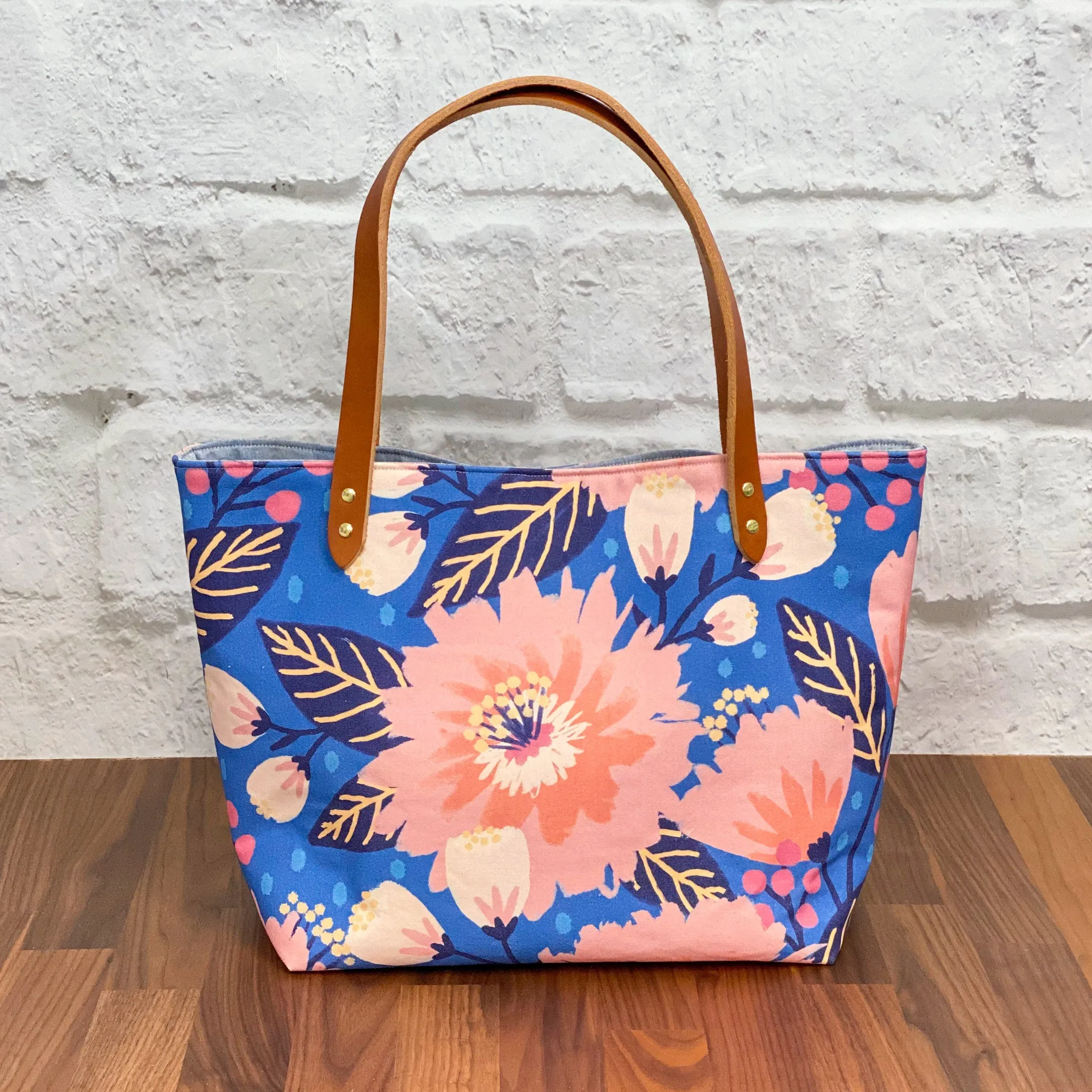 Market Tote Bag Complete Kit - Dahlia Blue Organic Canvas