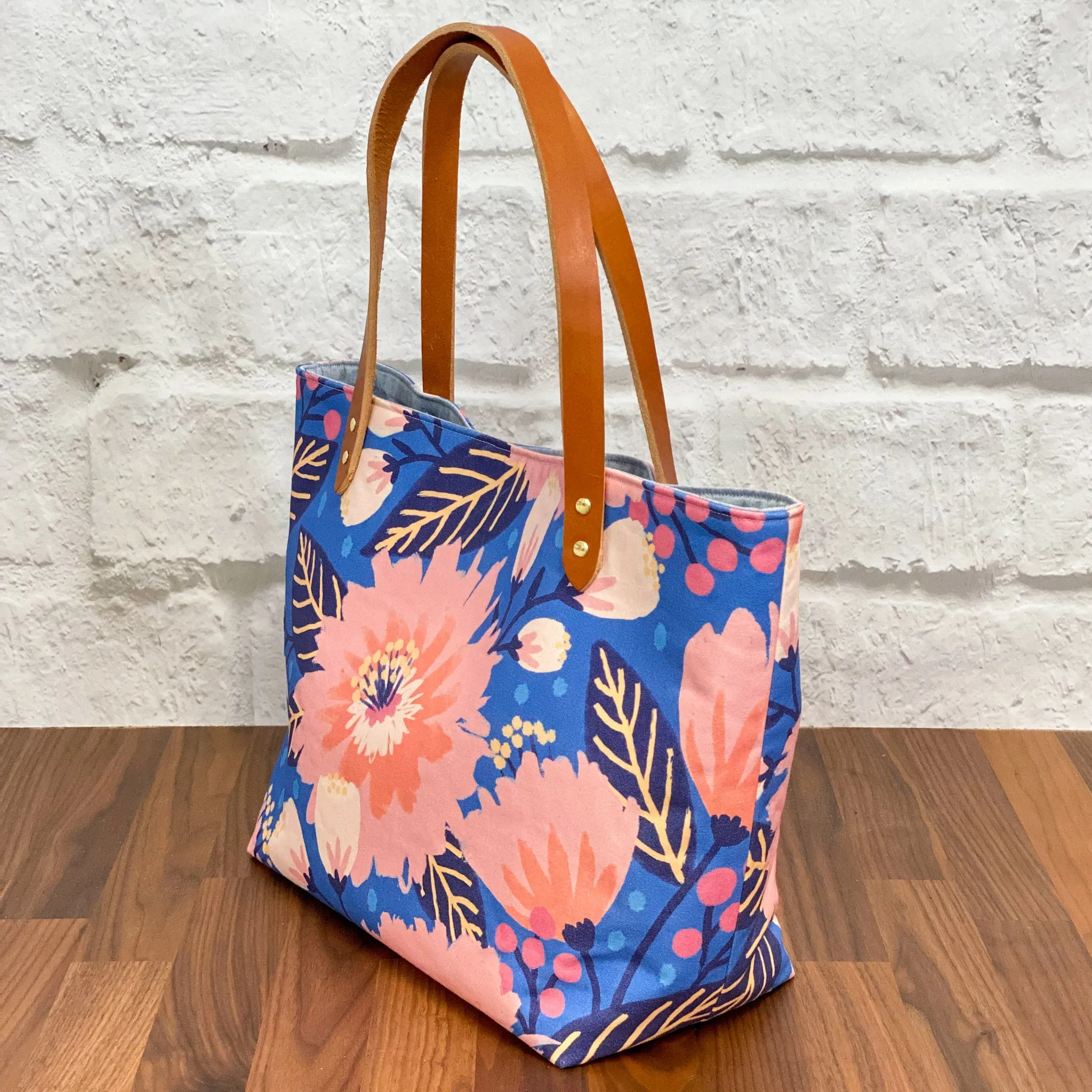 Market Tote Bag Complete Kit - Dahlia Blue Organic Canvas