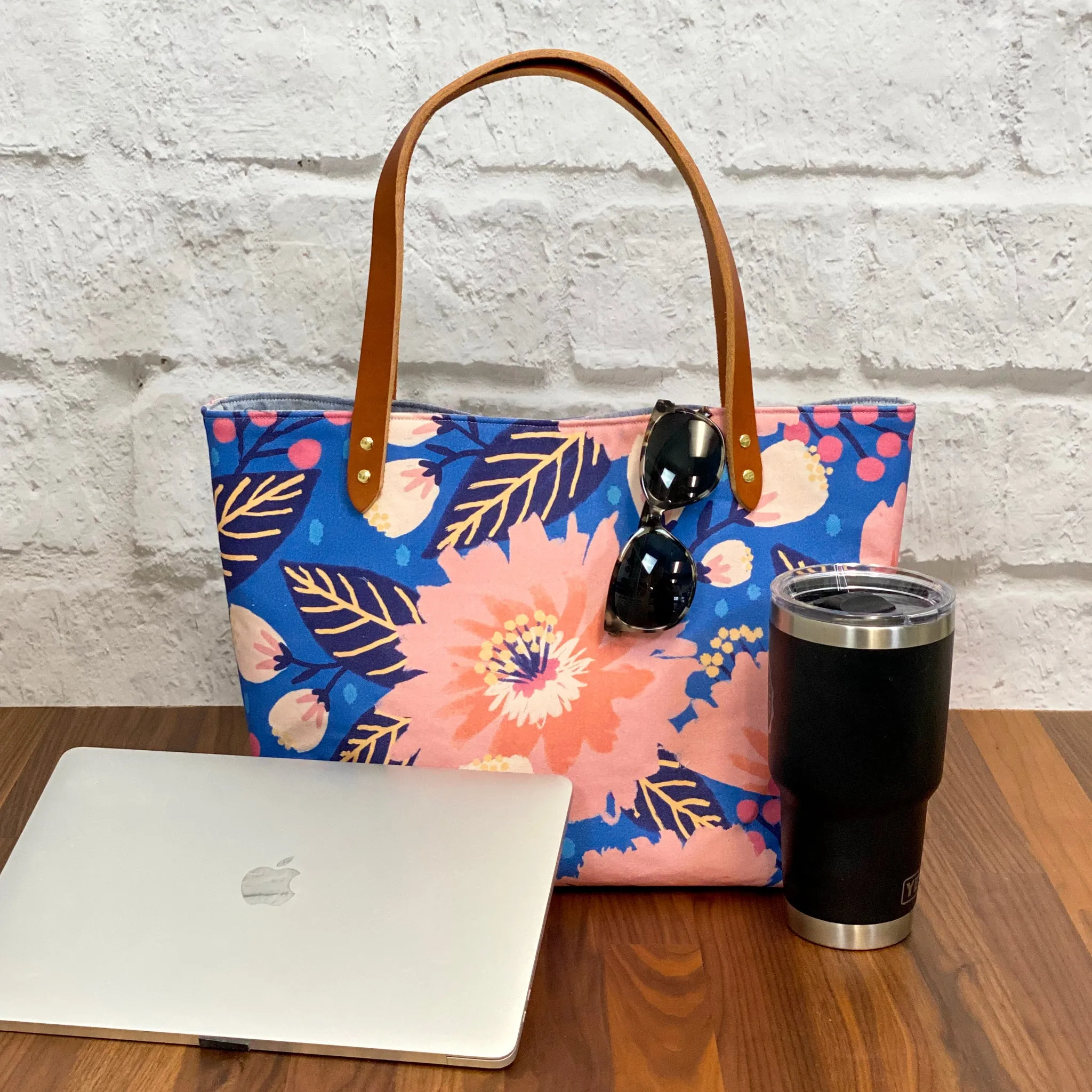 Market Tote Bag Complete Kit - Dahlia Blue Organic Canvas