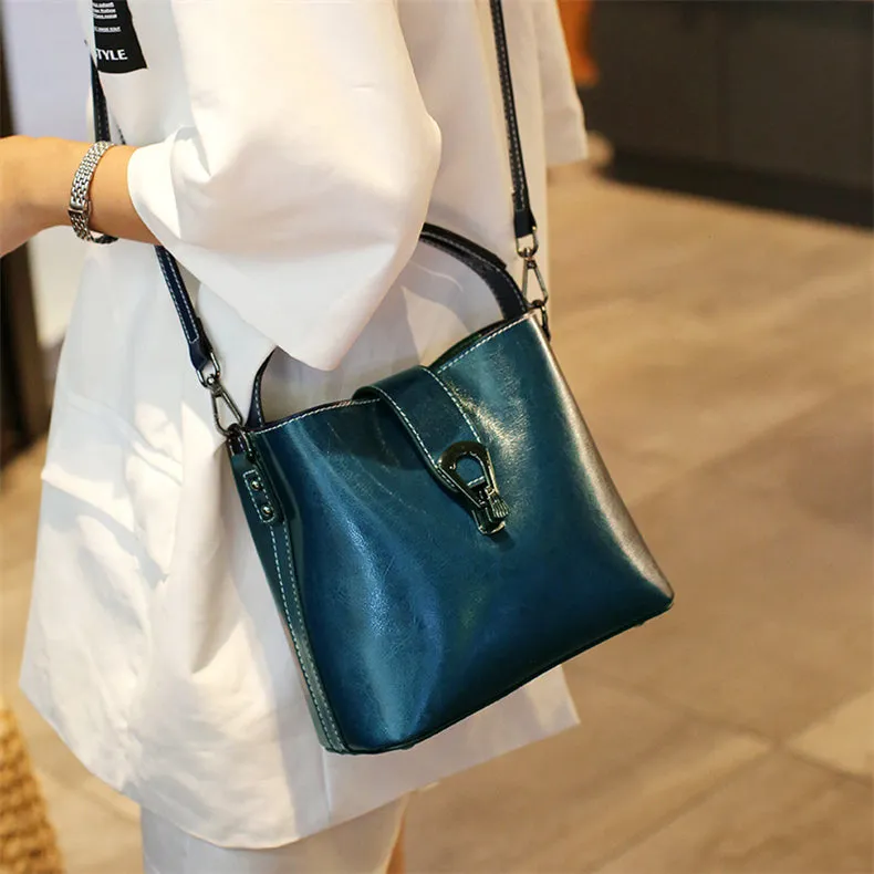 Mary Woman Leather Bucket Small Shoulder Bag