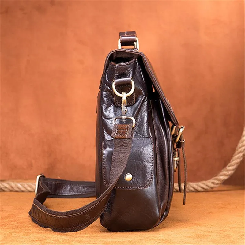 Mens Vintage Fashion Large Capacity Business Handbags Crossbody Bags
