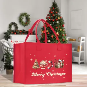 Merry Christmas Cotton Canvas Tote Bag Christmas Present Tote Merry Christmas Themed Bag Xmas Party Bag Merry Christmas Tree Bag (CT1003)
