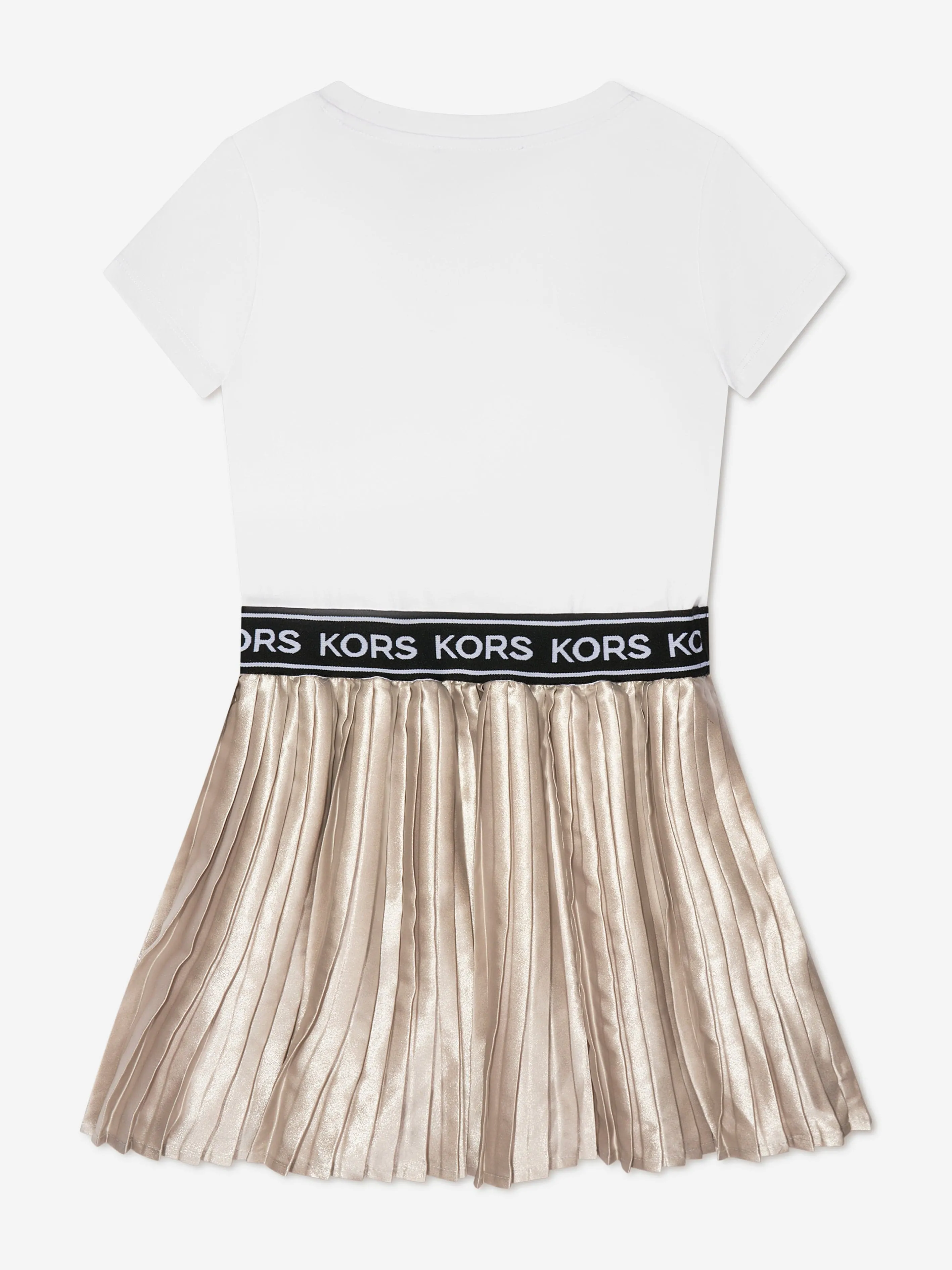 Michael Kors Girls Pleated Logo Dress in Silver