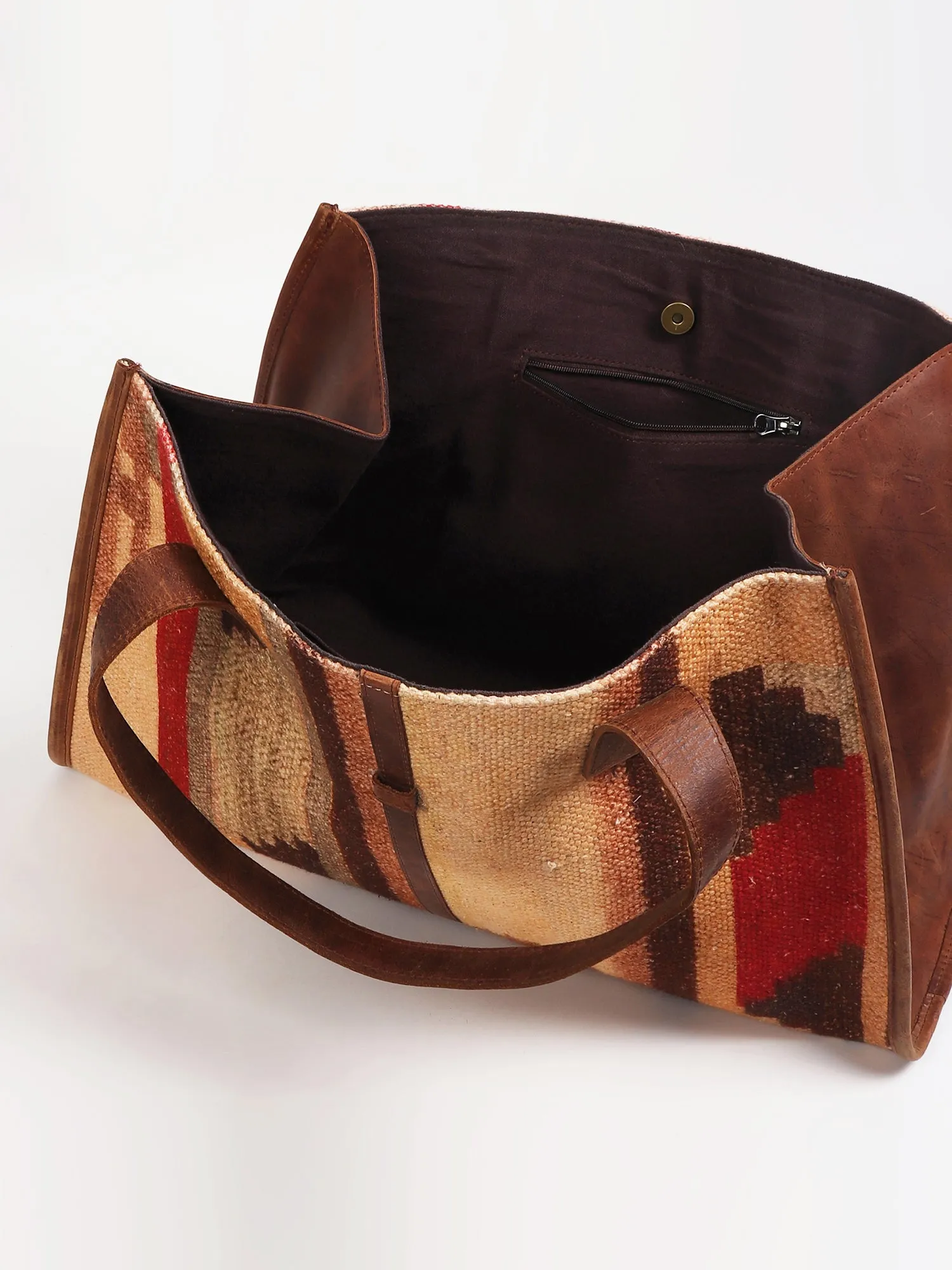 NATALIE - PRINTED KILIM & LEATHER HAND BAG