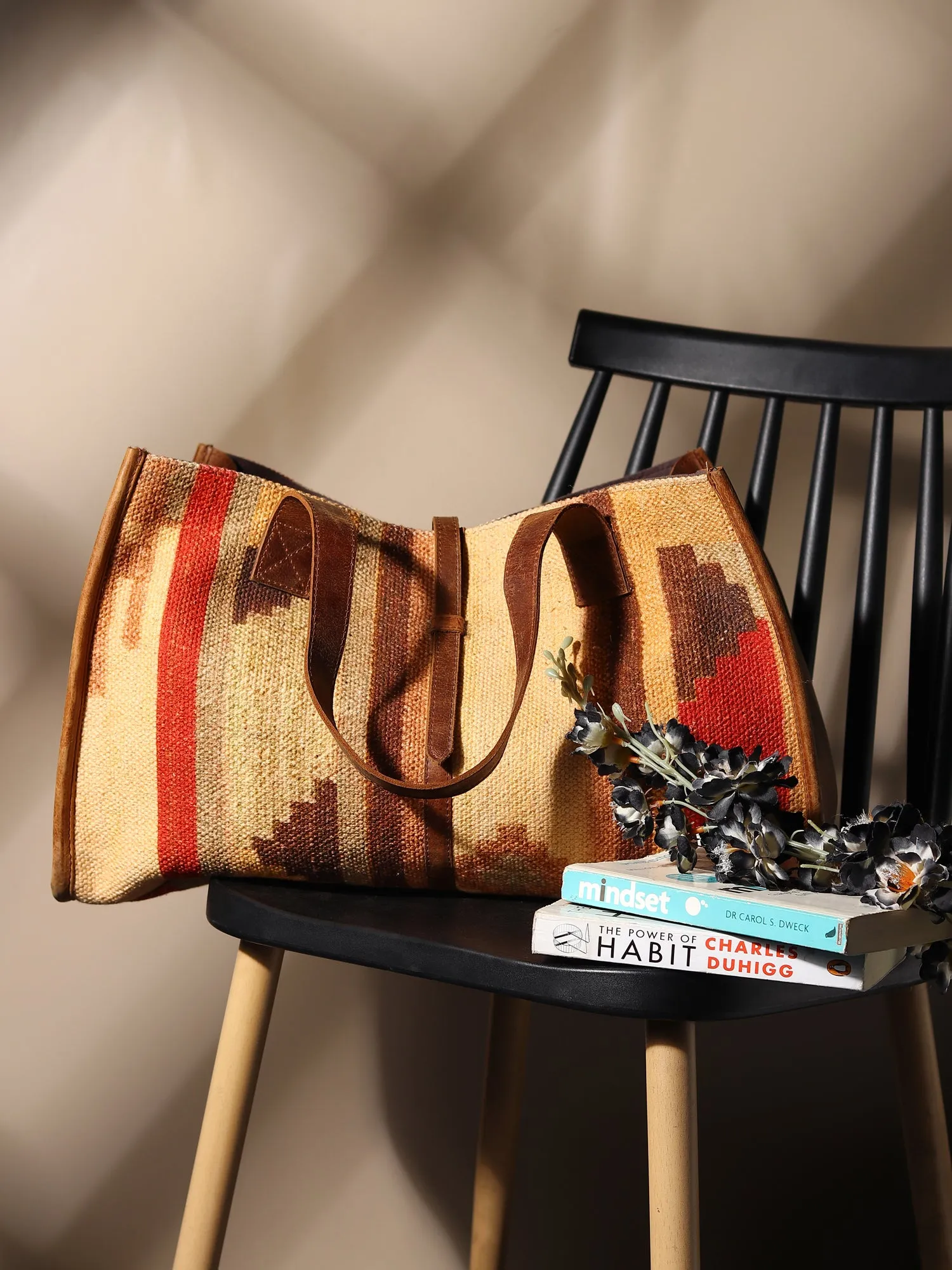 NATALIE - PRINTED KILIM & LEATHER HAND BAG