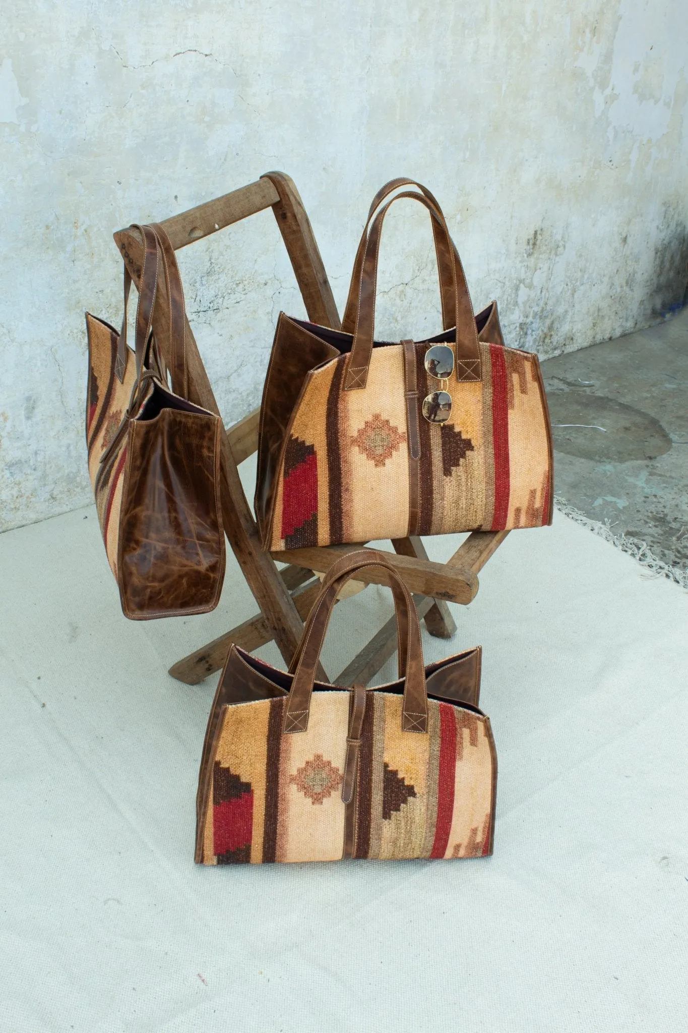 NATALIE - PRINTED KILIM & LEATHER HAND BAG