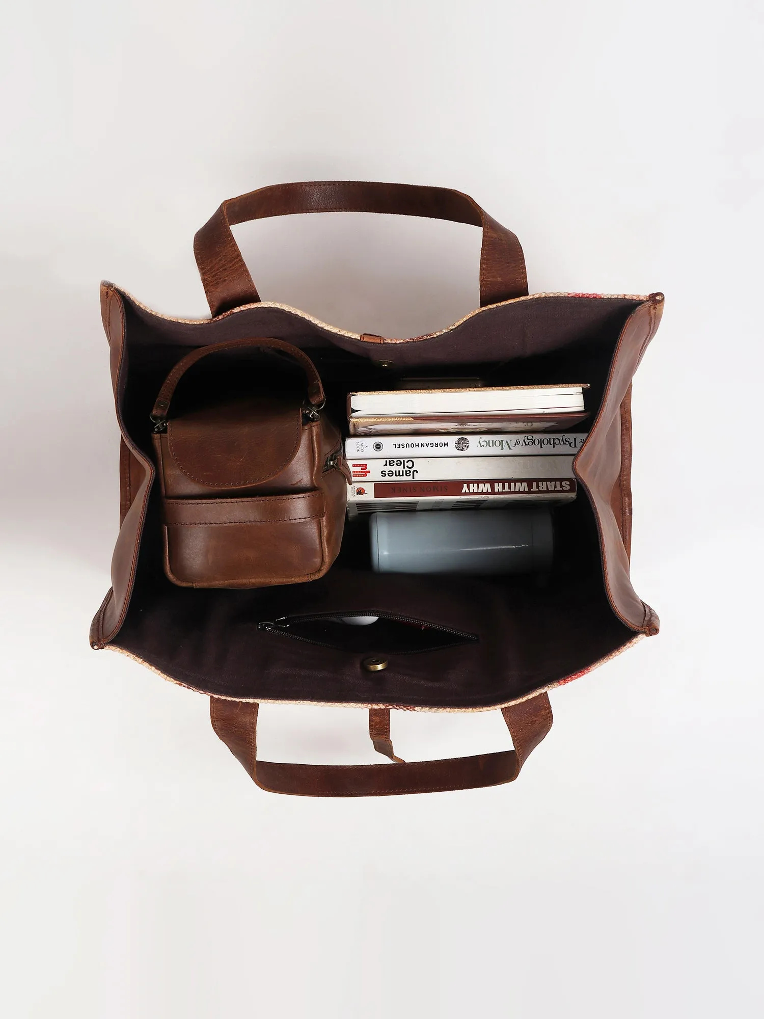 NATALIE - PRINTED KILIM & LEATHER HAND BAG