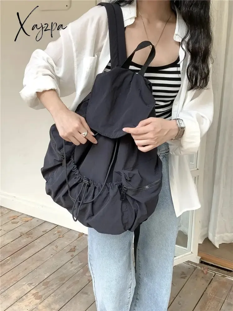 New Backpack Fashion Casual Nylon Cloth Shoulder Bags For Women Light Large Capacity School Bag Designer Luxury Solid Color