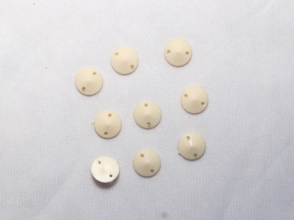 Off White 2 Hole Dyeable Circular Plastic Stones-10 mm