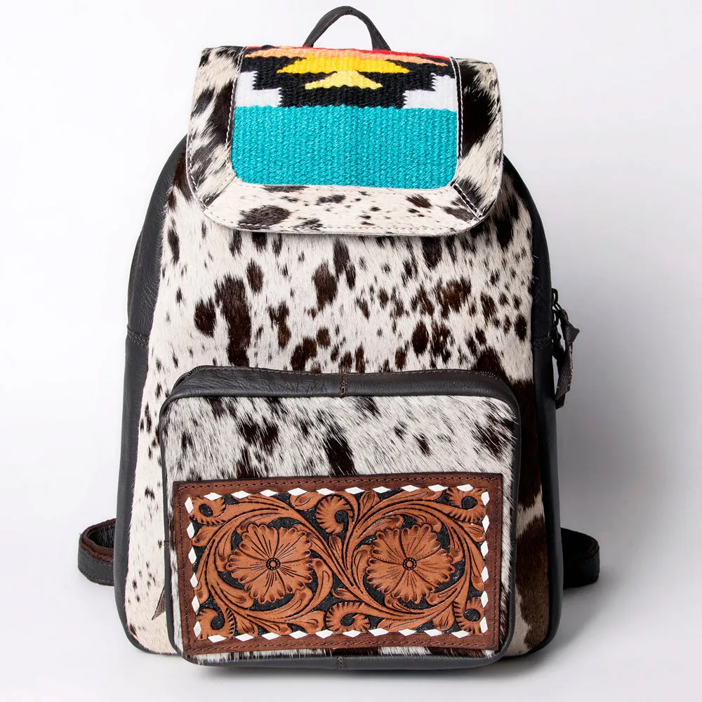 OHLAY KBA123 Backpack Hand Tooled Upcycled Wool Hair-On Genuine Leather women bag western handbag purse