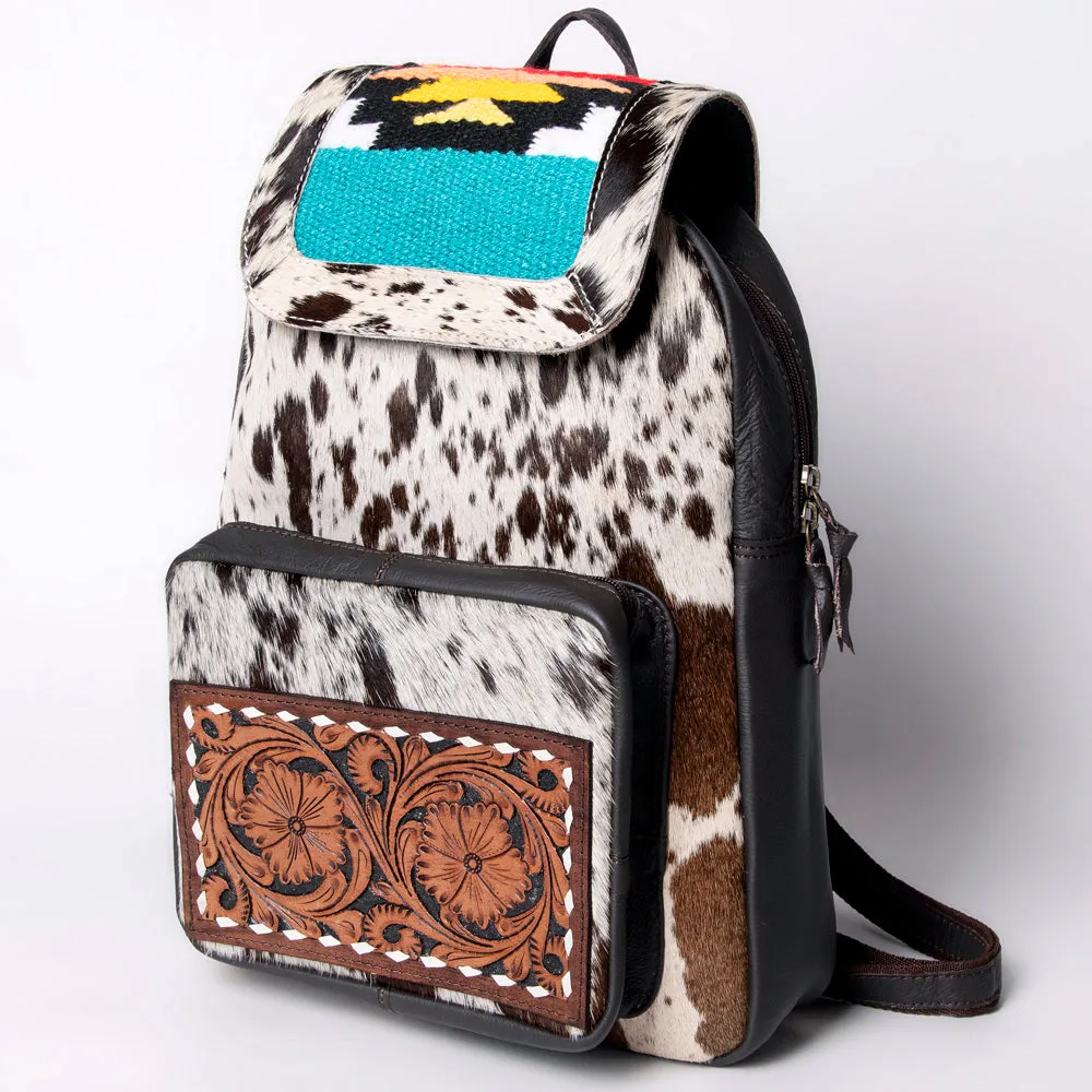 OHLAY KBA123 Backpack Hand Tooled Upcycled Wool Hair-On Genuine Leather women bag western handbag purse