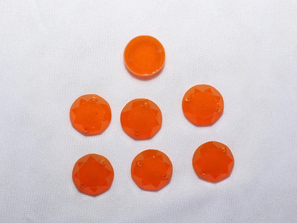 Orange Designer Circular Plastic Stones - 18 mm