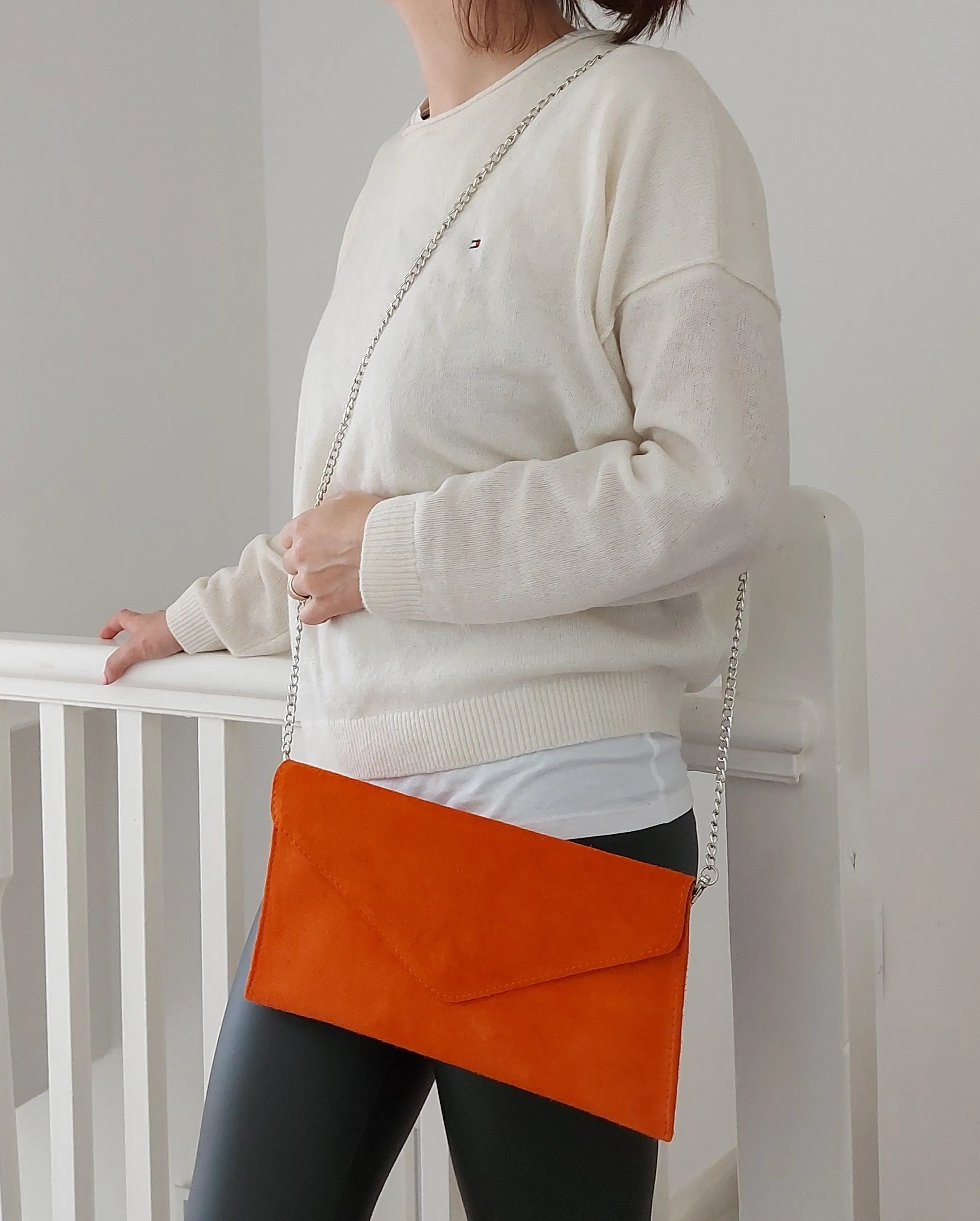 Orange Envelope Clutch Bag