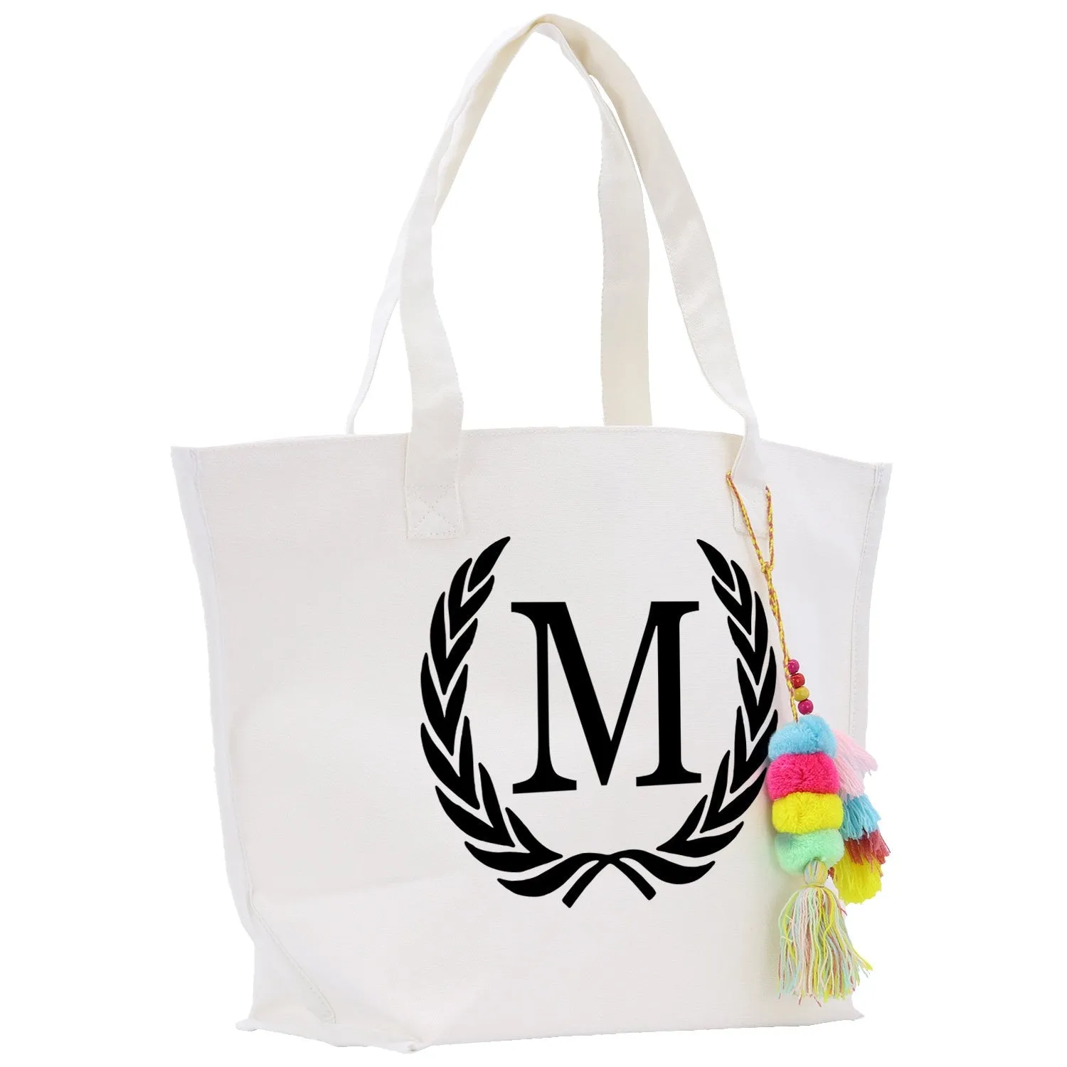 Personalized Cotton Canvas Hand Tote Bag Monogram Tote Bag Initial Canvas Tote Bridesmaid Gift Tote Magnetic Closure Bag Gift for Her A-Z