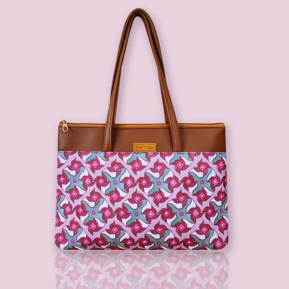 Pink Pin Wheel Kollam Tote/Pouch Combo