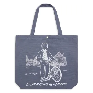 Printed Canvas Tote Bag - Blue