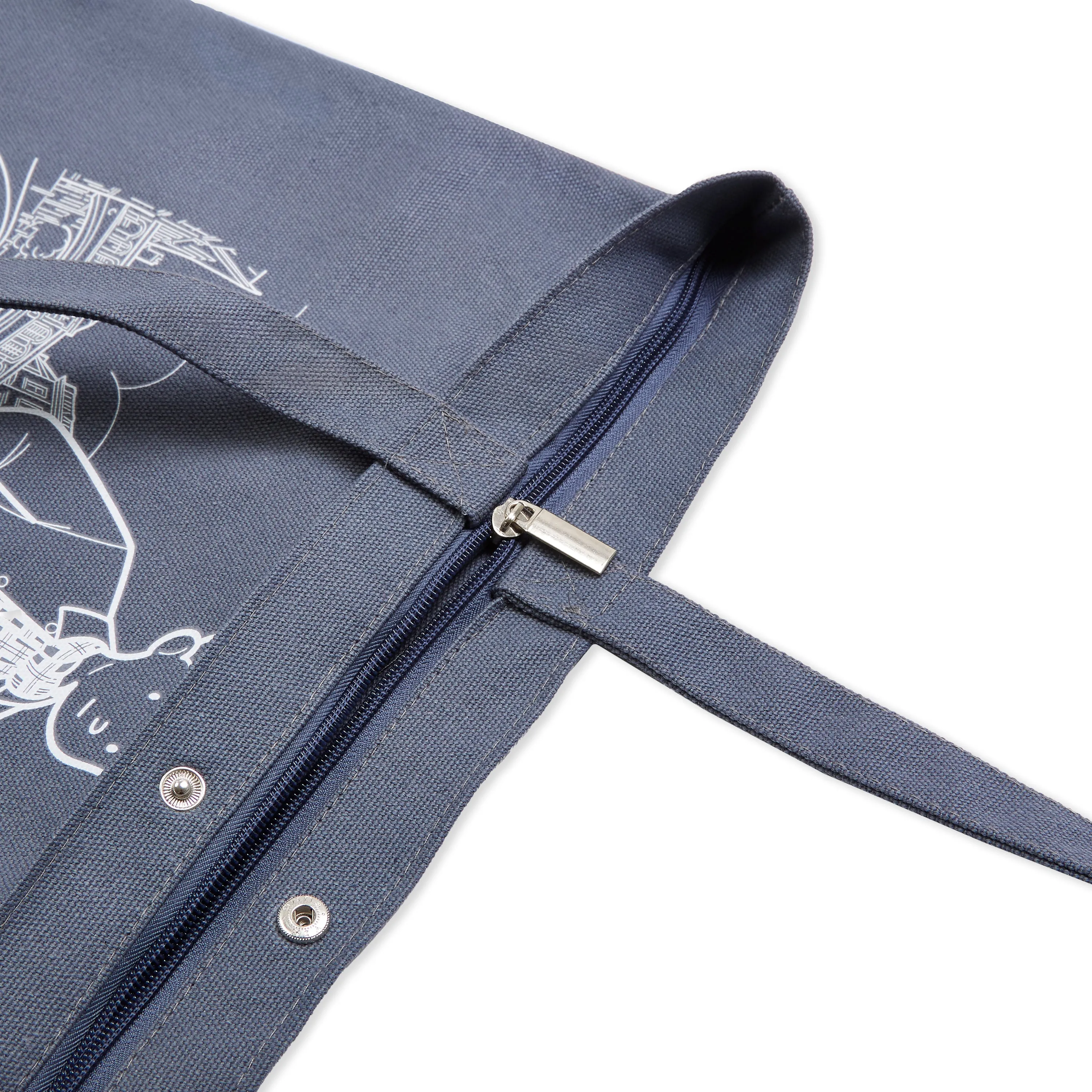 Printed Canvas Tote Bag - Blue