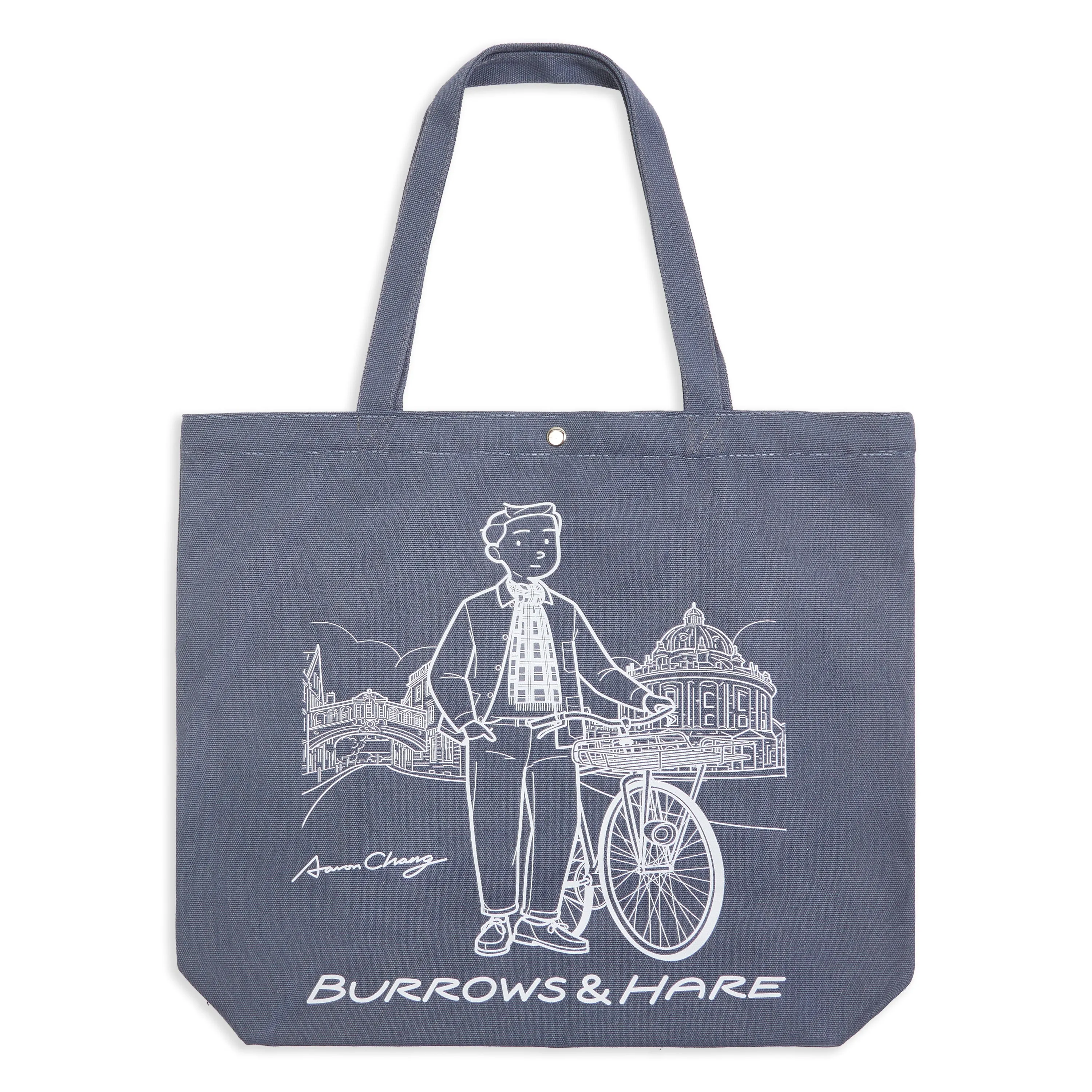 Printed Canvas Tote Bag - Blue
