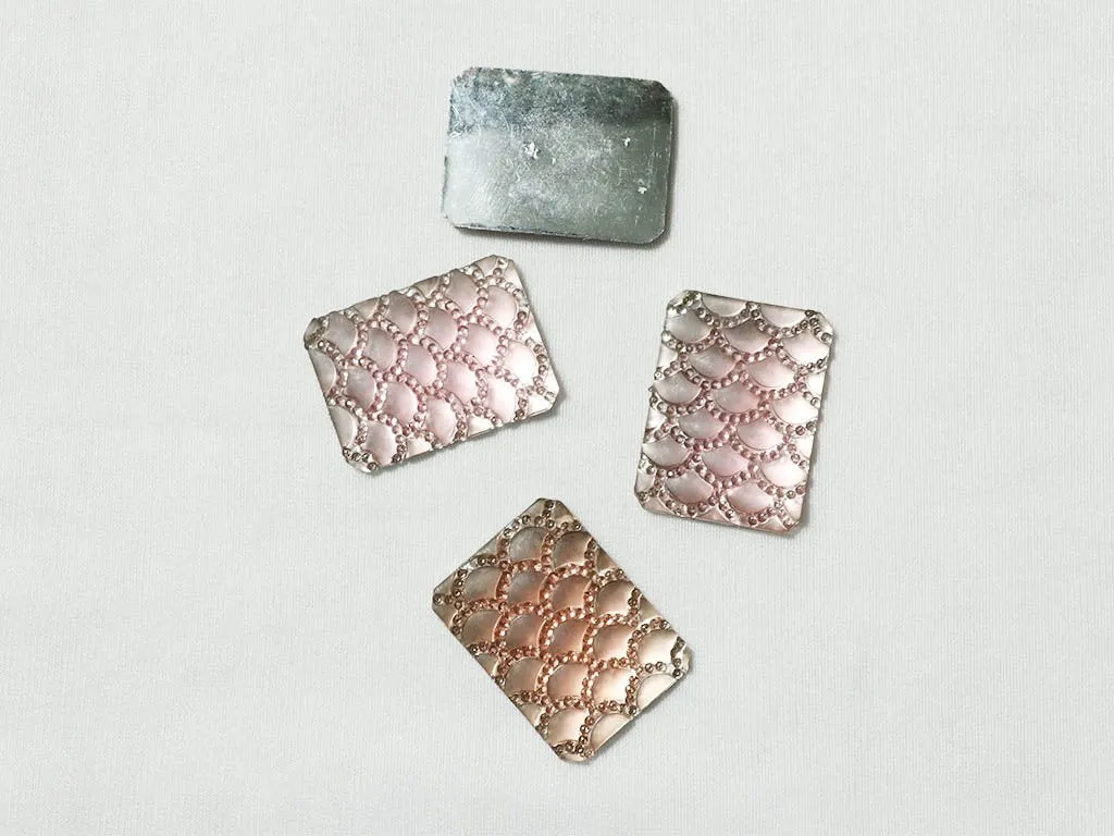 Rose Pink Designer Rectangle Plastic Stones -27x38 mm