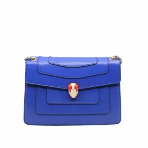 SERPENTI DOUBLE FLAP CHAIN BAG BLUE GHW