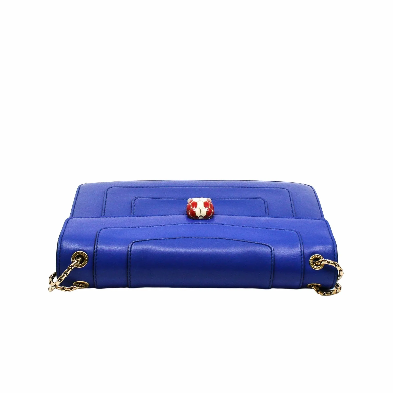 SERPENTI DOUBLE FLAP CHAIN BAG BLUE GHW