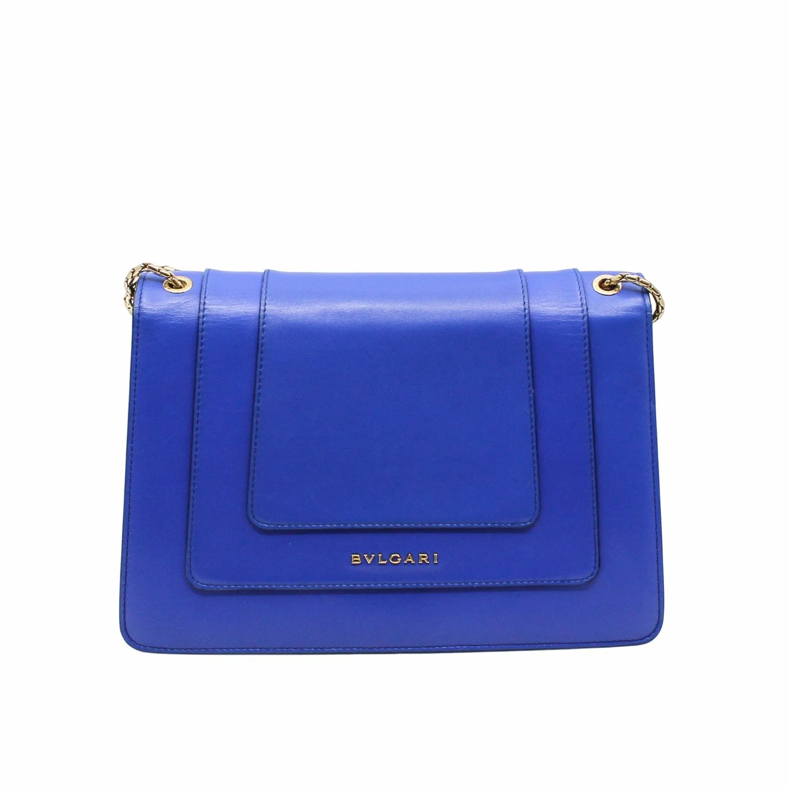 SERPENTI DOUBLE FLAP CHAIN BAG BLUE GHW