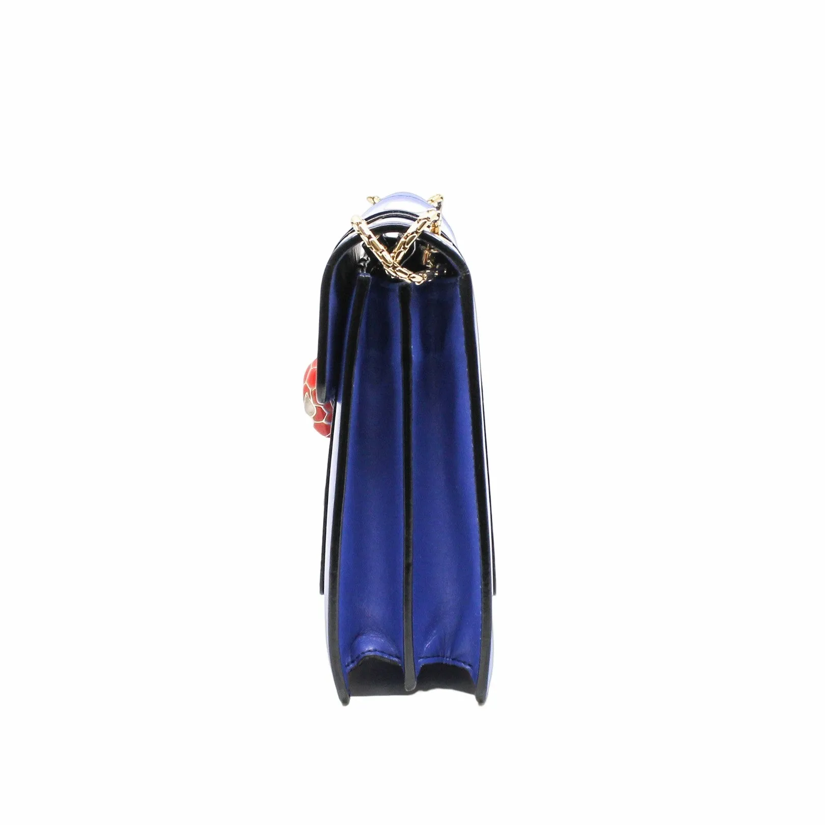 SERPENTI DOUBLE FLAP CHAIN BAG BLUE GHW
