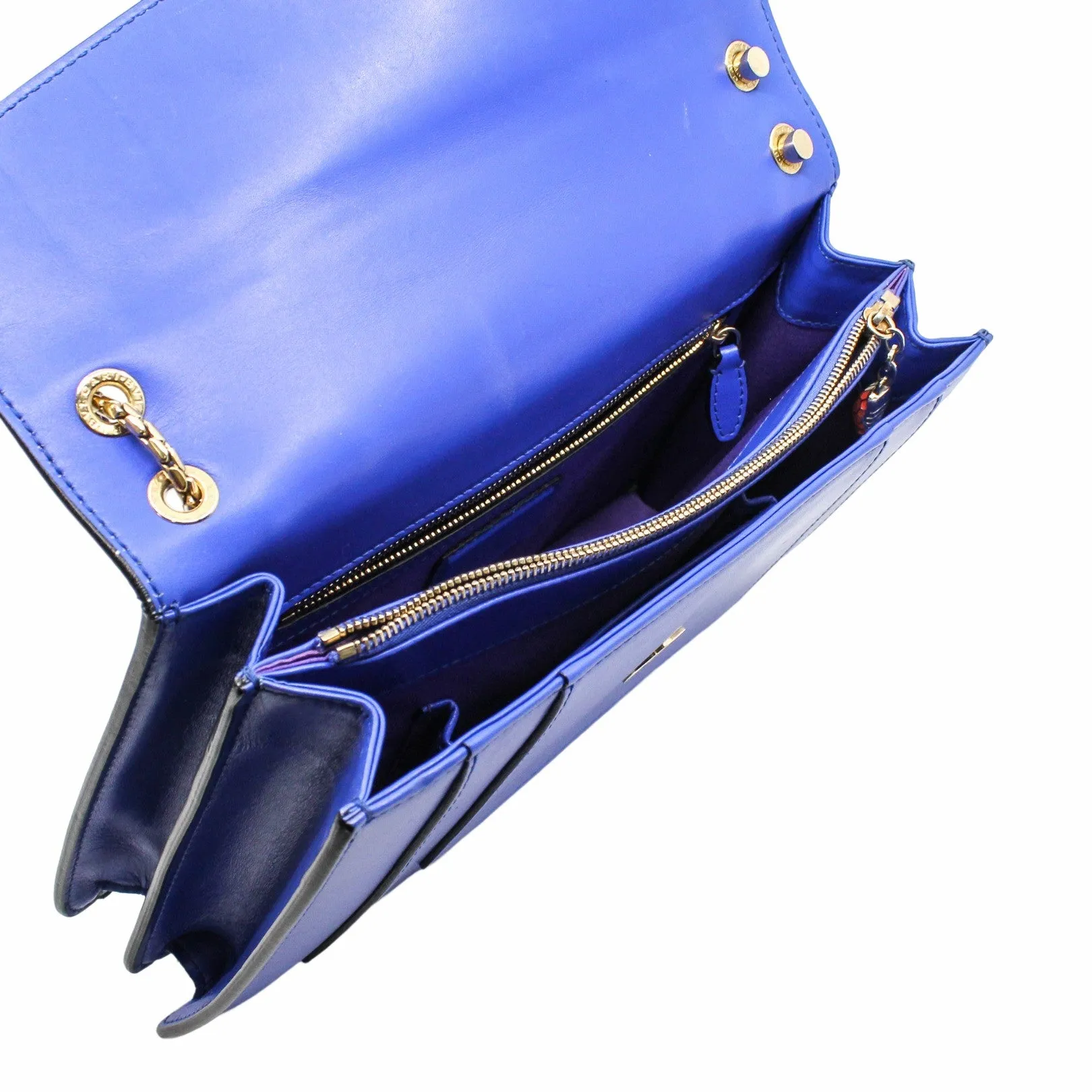 SERPENTI DOUBLE FLAP CHAIN BAG BLUE GHW