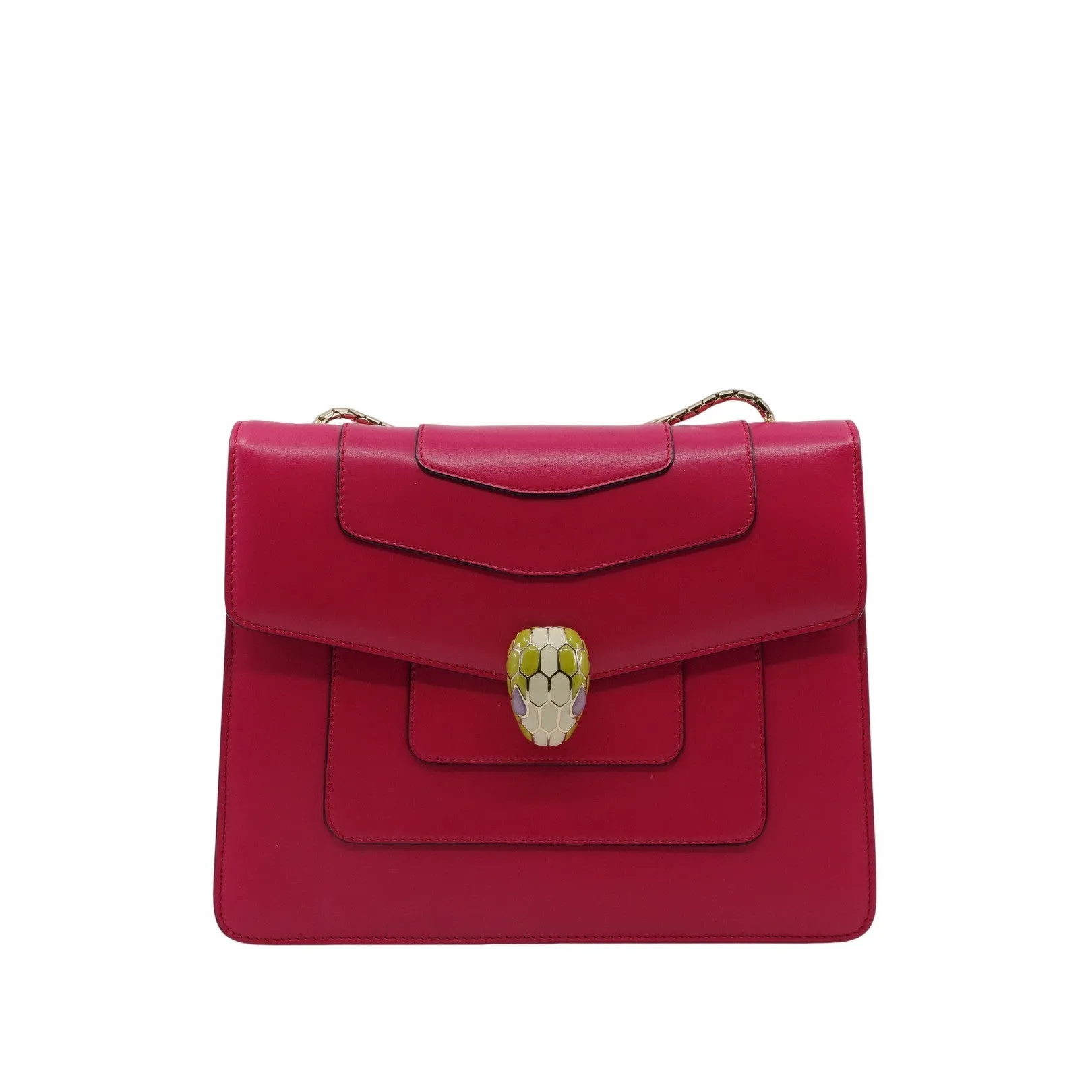 Serpenti Forever Square Shoulder Bag Leather pink