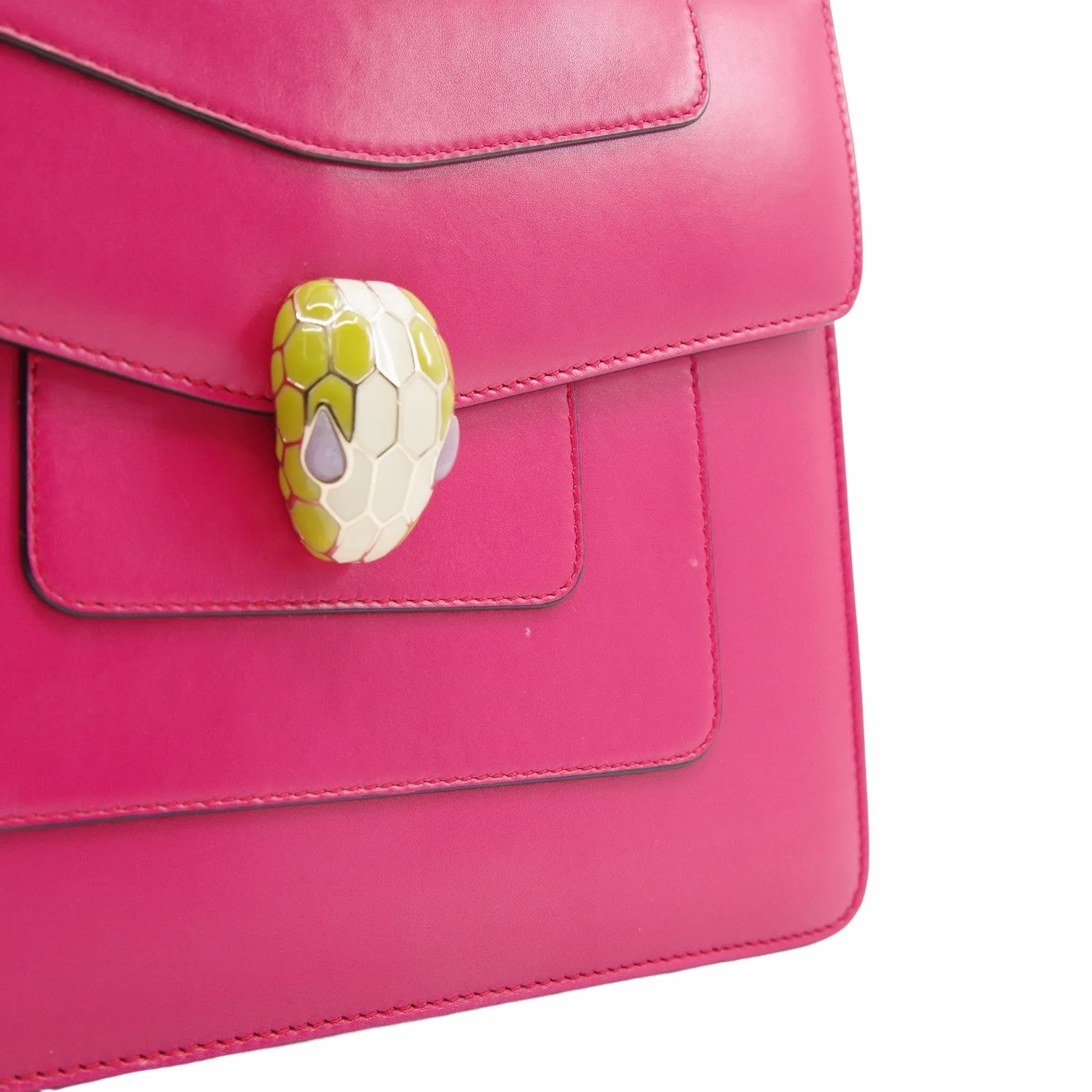 Serpenti Forever Square Shoulder Bag Leather pink