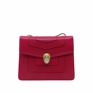 Serpenti Forever Square Shoulder Bag Leather pink