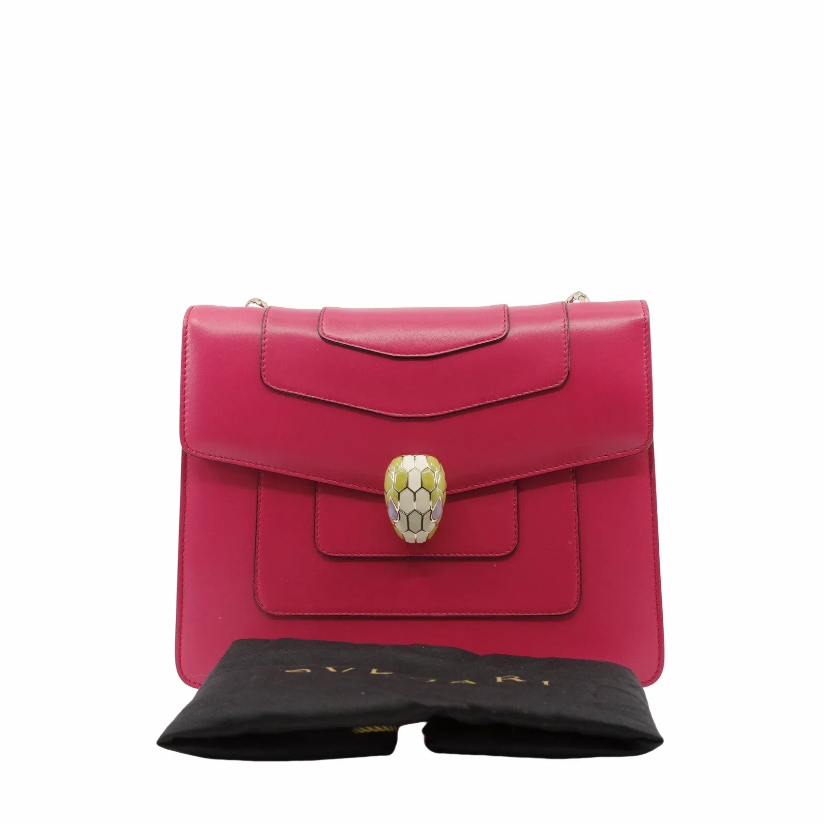 Serpenti Forever Square Shoulder Bag Leather pink