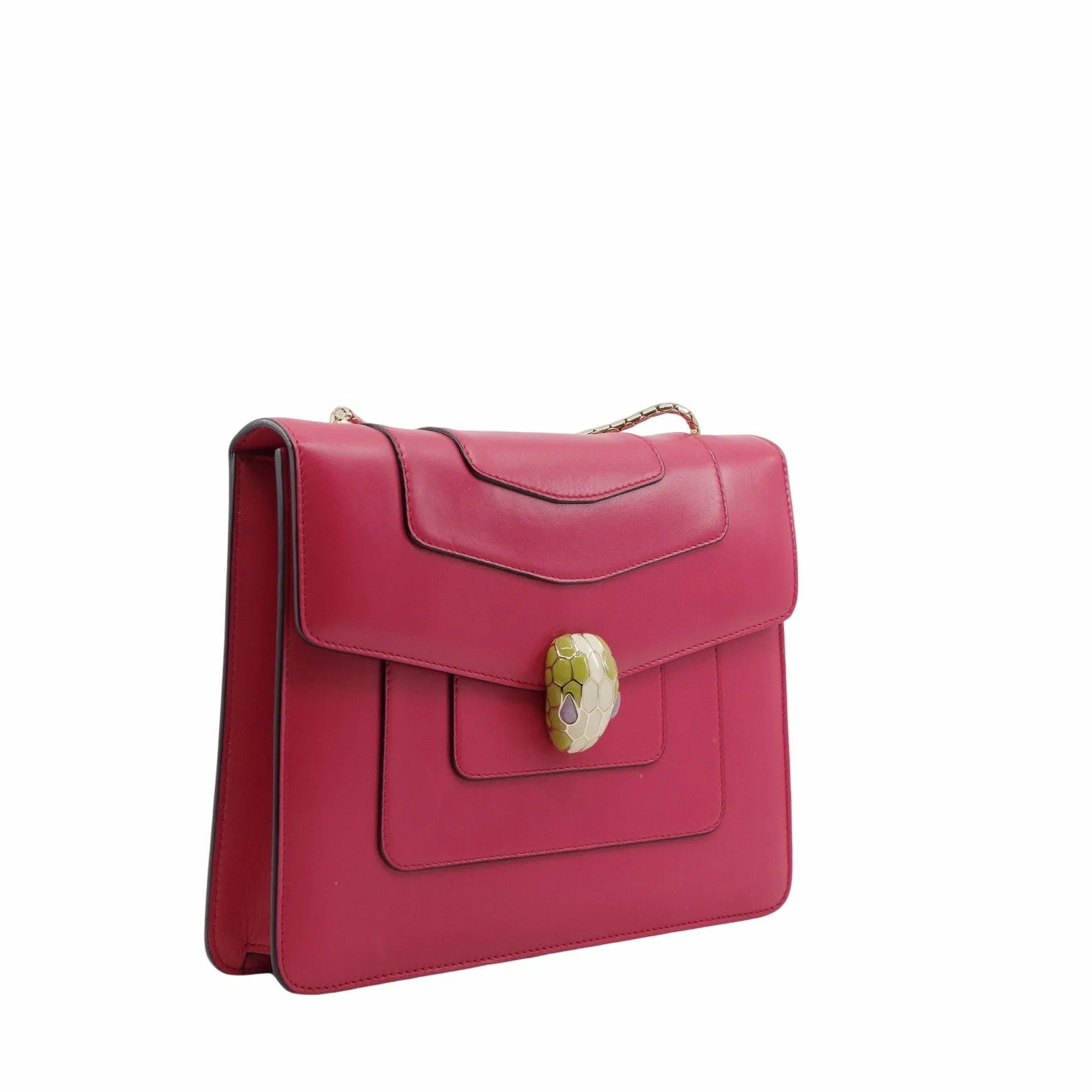 Serpenti Forever Square Shoulder Bag Leather pink