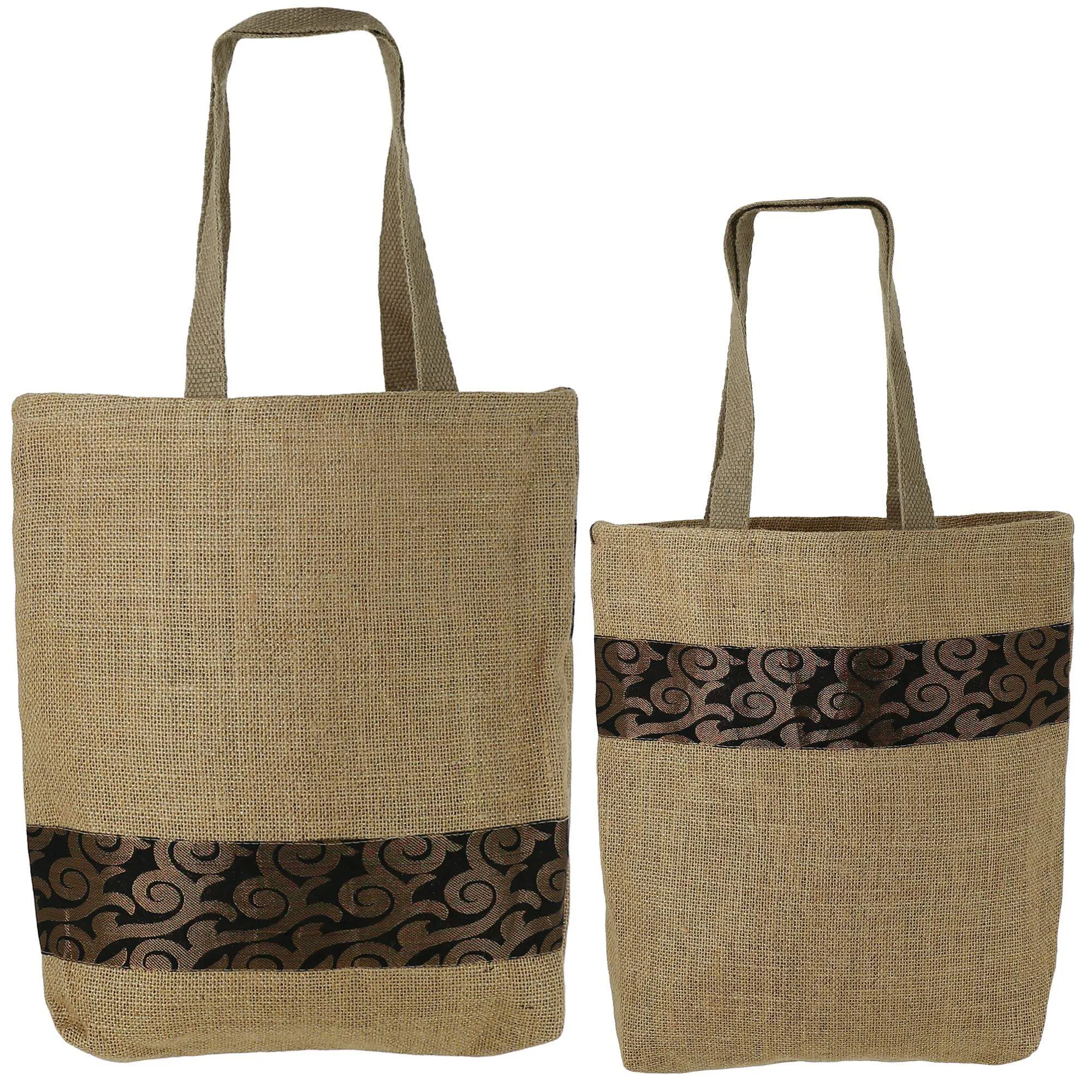 Set Of 2 Multipurpose Shopping Bags, Jute Shimmer,Natural Fiber-Eco Frienly,Non Woven Lining JSSB_JSMB_804
