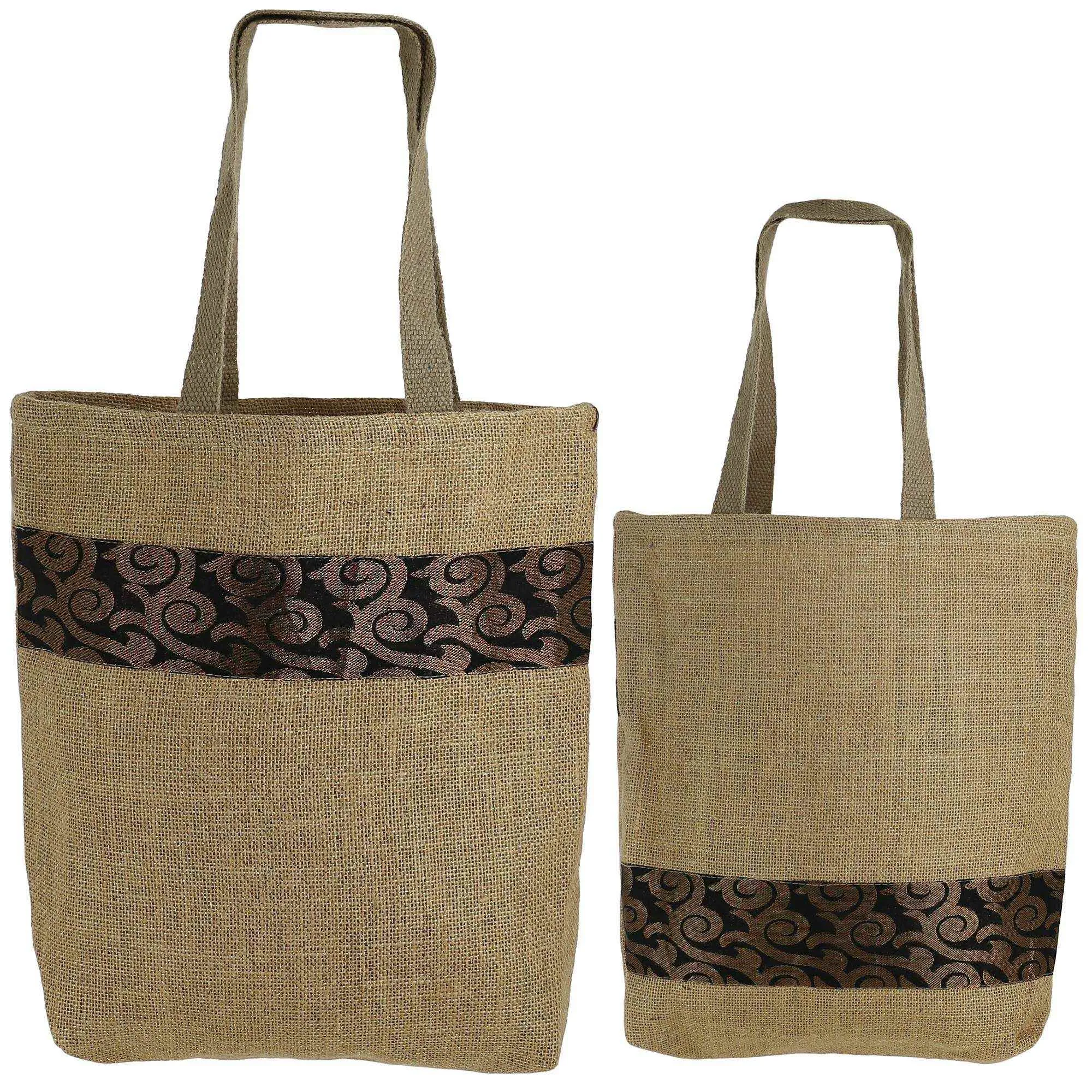 Set Of 2 Multipurpose Shopping Bags, Jute Shimmer,Natural Fiber-Eco Frienly,Non Woven Lining JSSB_JSMB_804