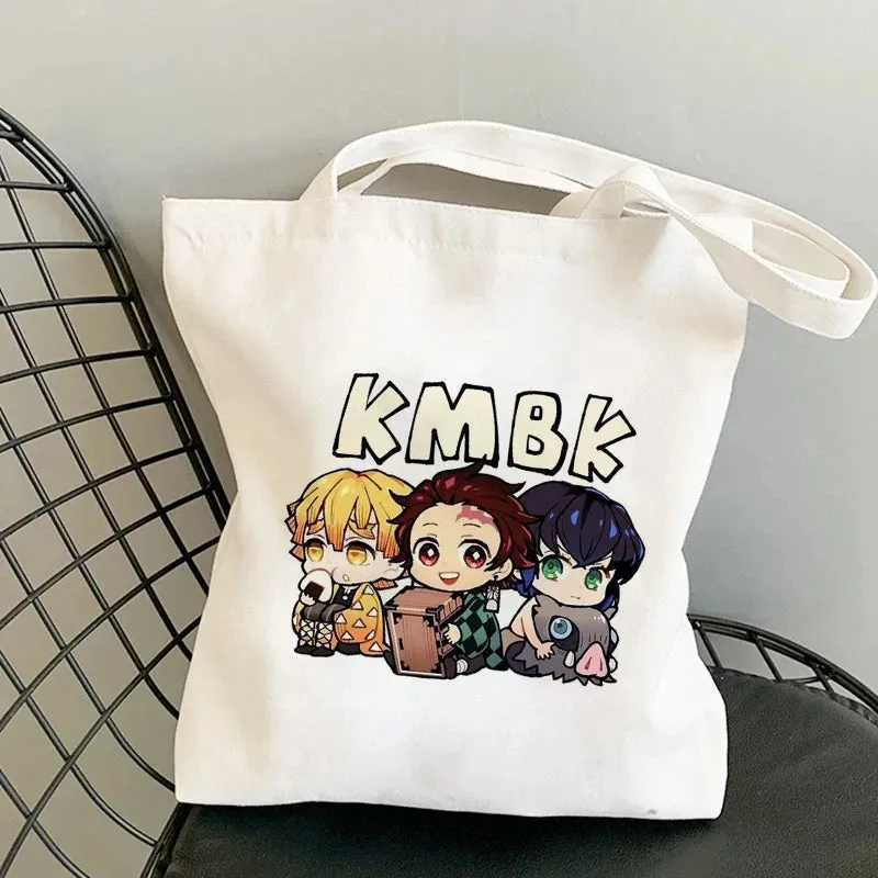 Shopping Bags Anime Demon Slayer Harajuku Eco Foldable Tote Bags