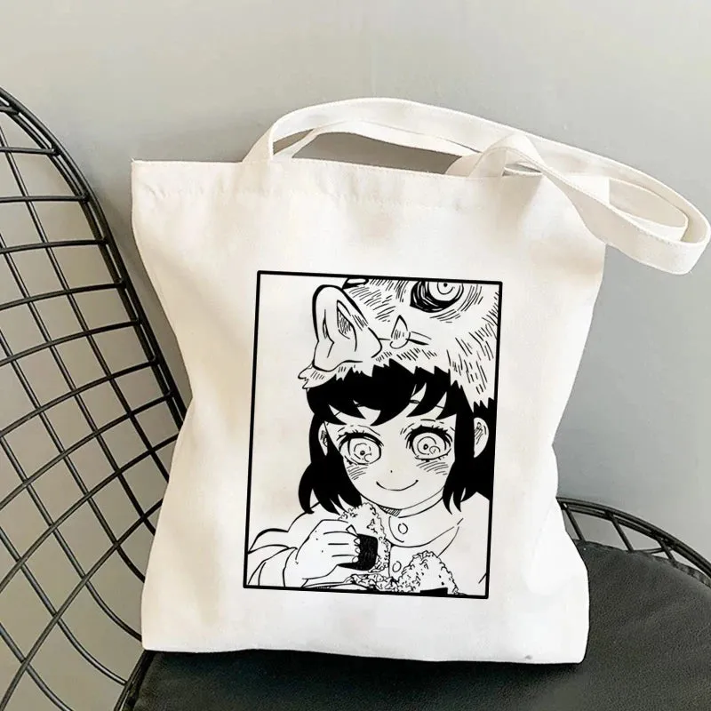 Shopping Bags Anime Demon Slayer Harajuku Eco Foldable Tote Bags