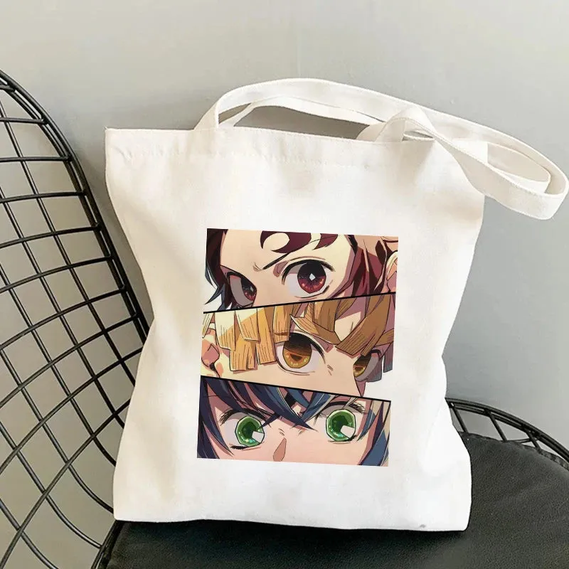 Shopping Bags Anime Demon Slayer Harajuku Eco Foldable Tote Bags